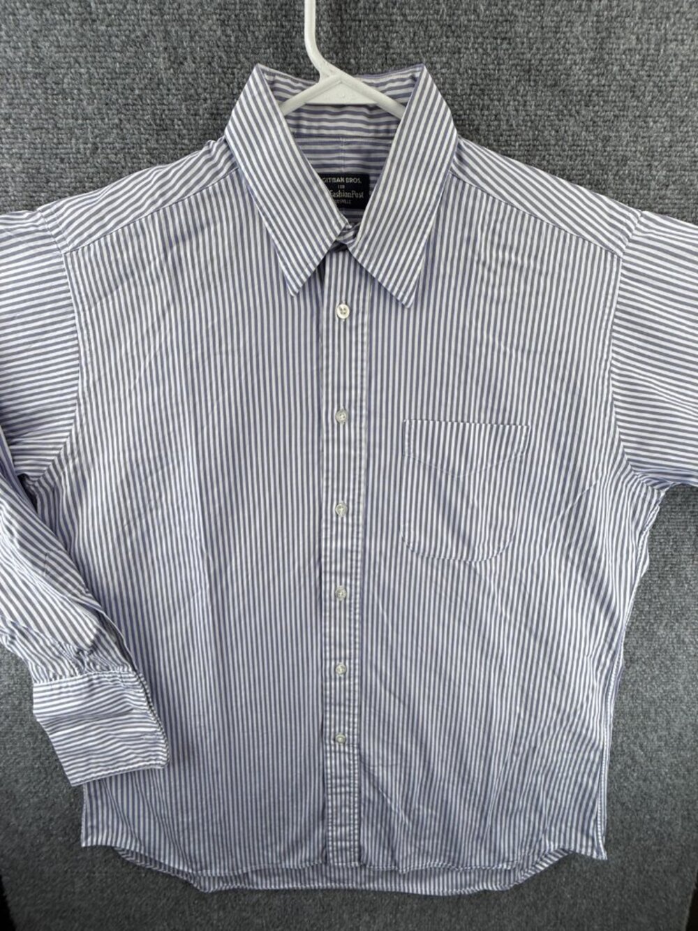 Gitman Bros Shirt Striped Blue White Point Collar Long Sleeve 16 34 Woven Adult